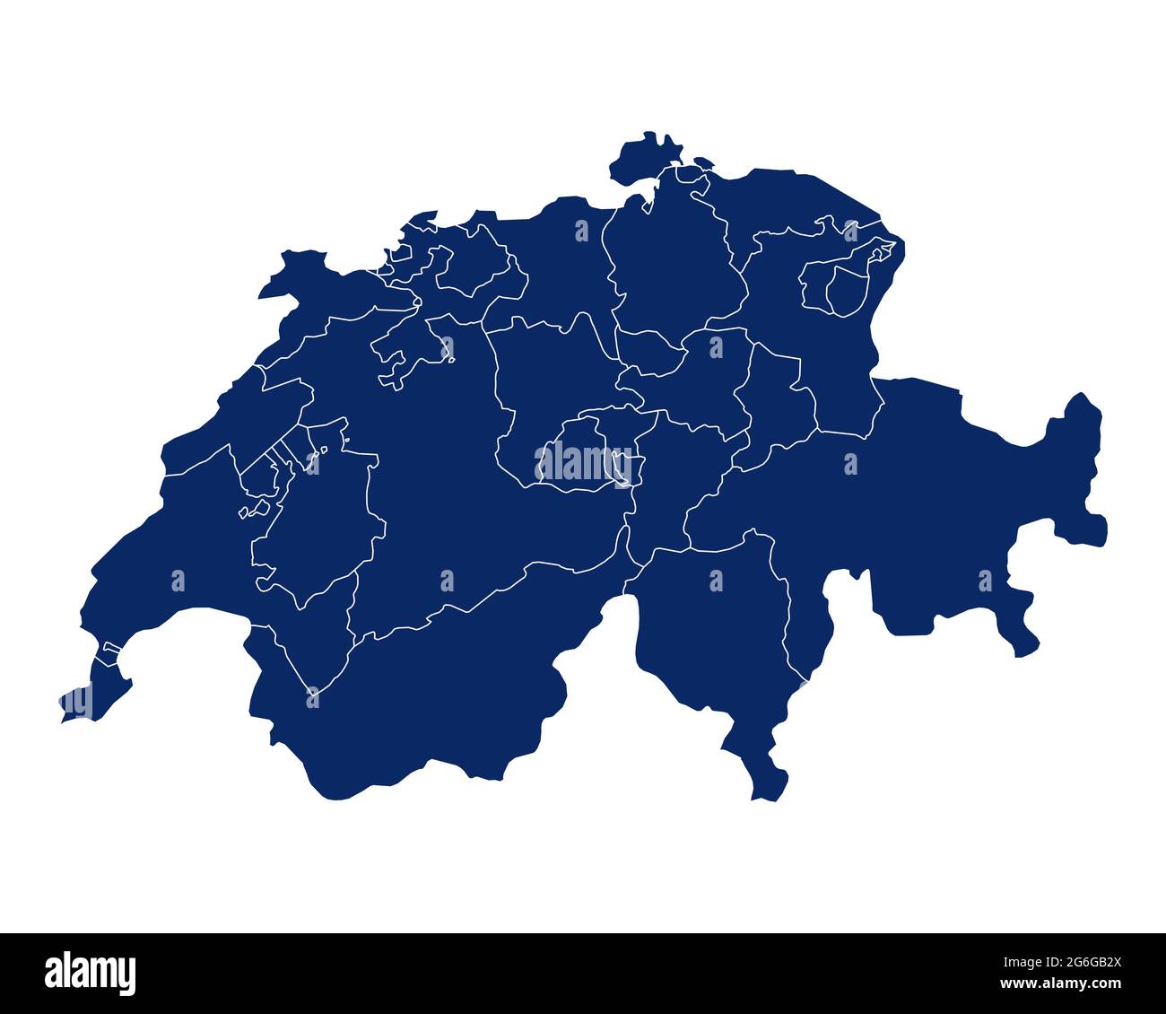 Mapa de Suiza con regiones y fronteras Fotografía de stock - Alamy
