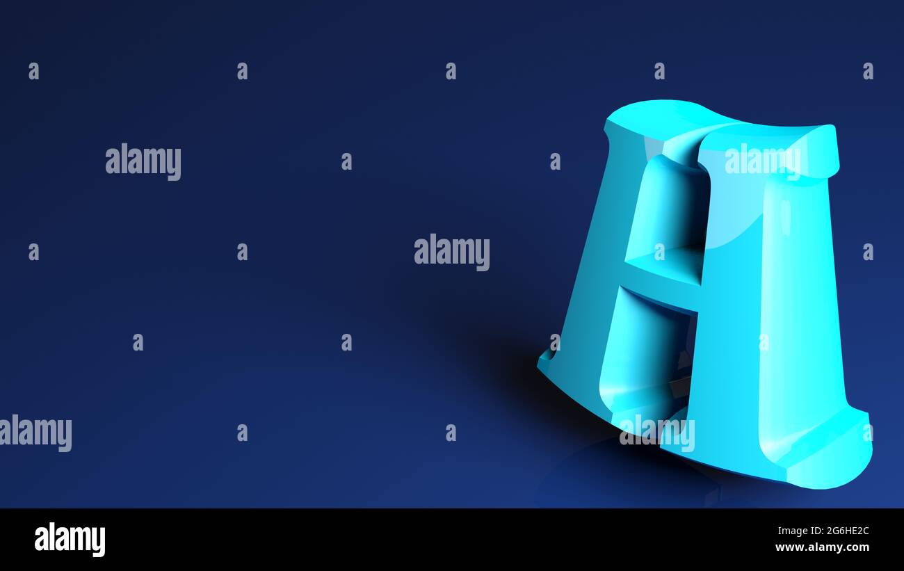 Fondo azul con letra H - ilustración de representación de 3D Fotografía