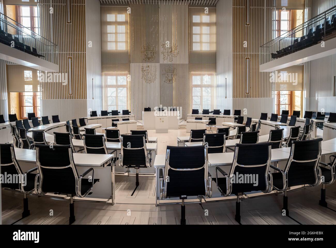Landtag de Mecklemburgo-Pomerania Occidental (Mecklemburgo-Pomerania Occidental) Sala Plenaria dentro del Castillo Schwerin - Schwerin, Alemania Foto de stock