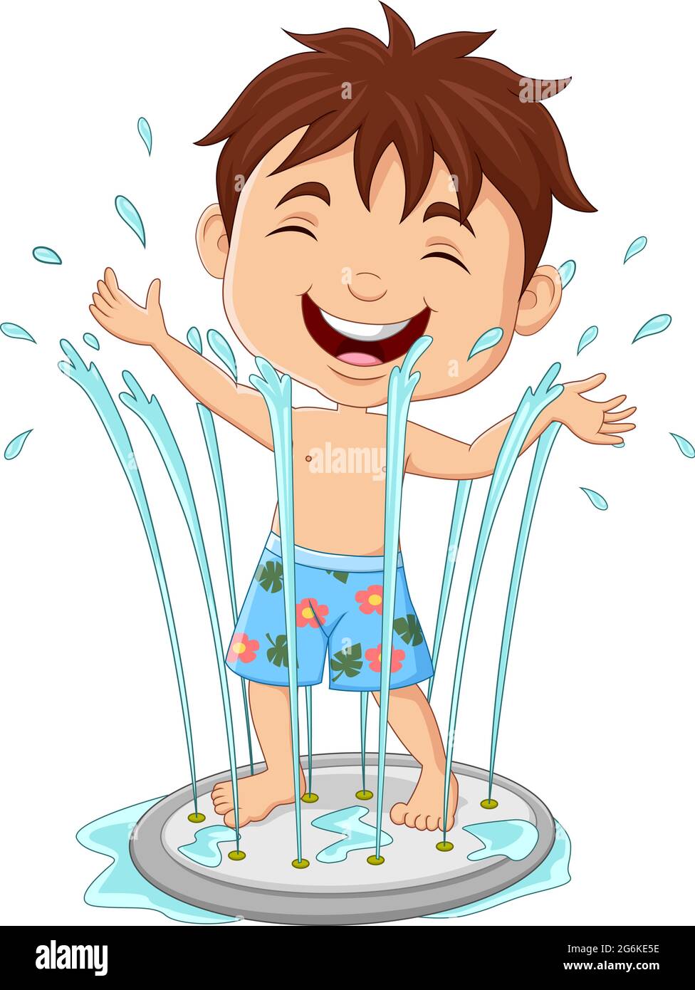 Niño de dibujos animados jugando fuente de agua Imagen Vector de stock -  Alamy