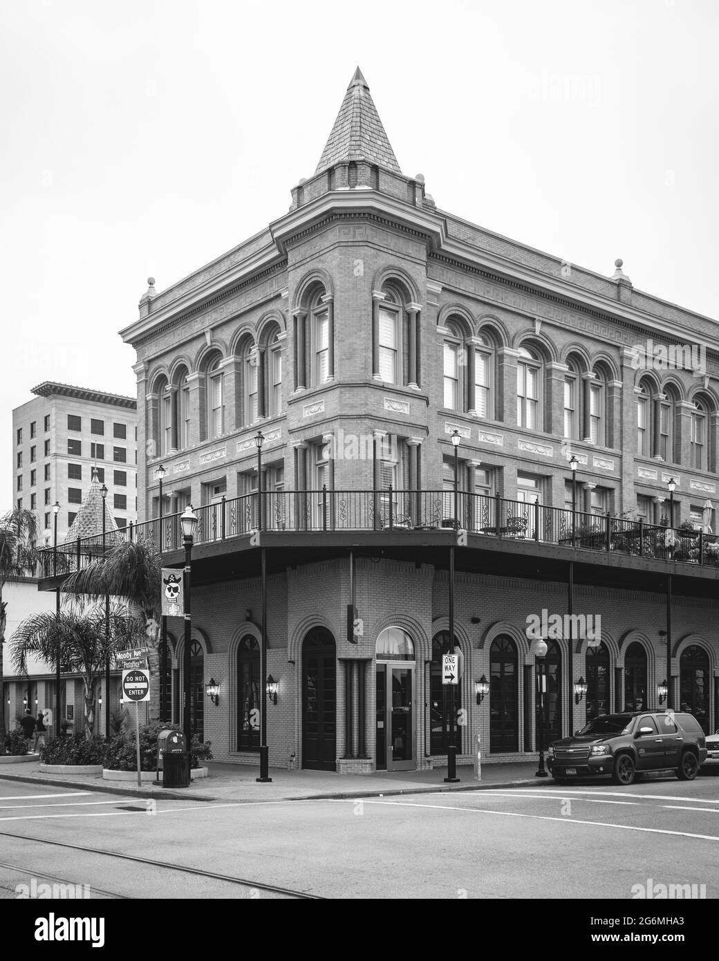 Edificio histórico en el centro de la ciudad de Galveston, Texas Foto de stock