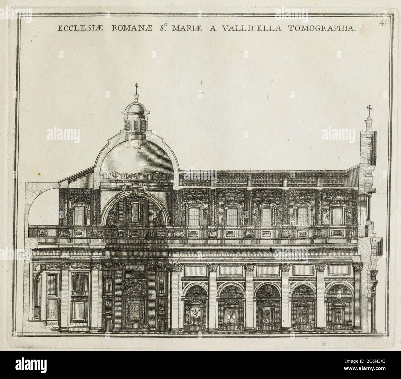 Querschnitt durch die Kirche S.Maria in Vallicella, bzw. Die Neue Kirche, historisches Rom, Italien, Calcografia di Roma, Serafino Giovannini, 1779 / Roma histórica, Italia, Cruz de la Iglesia de Santa María en Vallicella, que es la nueva Iglesia, Historia, histórica, digital reproducción mejorada de un original del siglo 18th / digitale Reproduktion einer Originalvorlage aus dem 18. Jahrhundert, Originaldatum nicht bekannt, Foto de stock