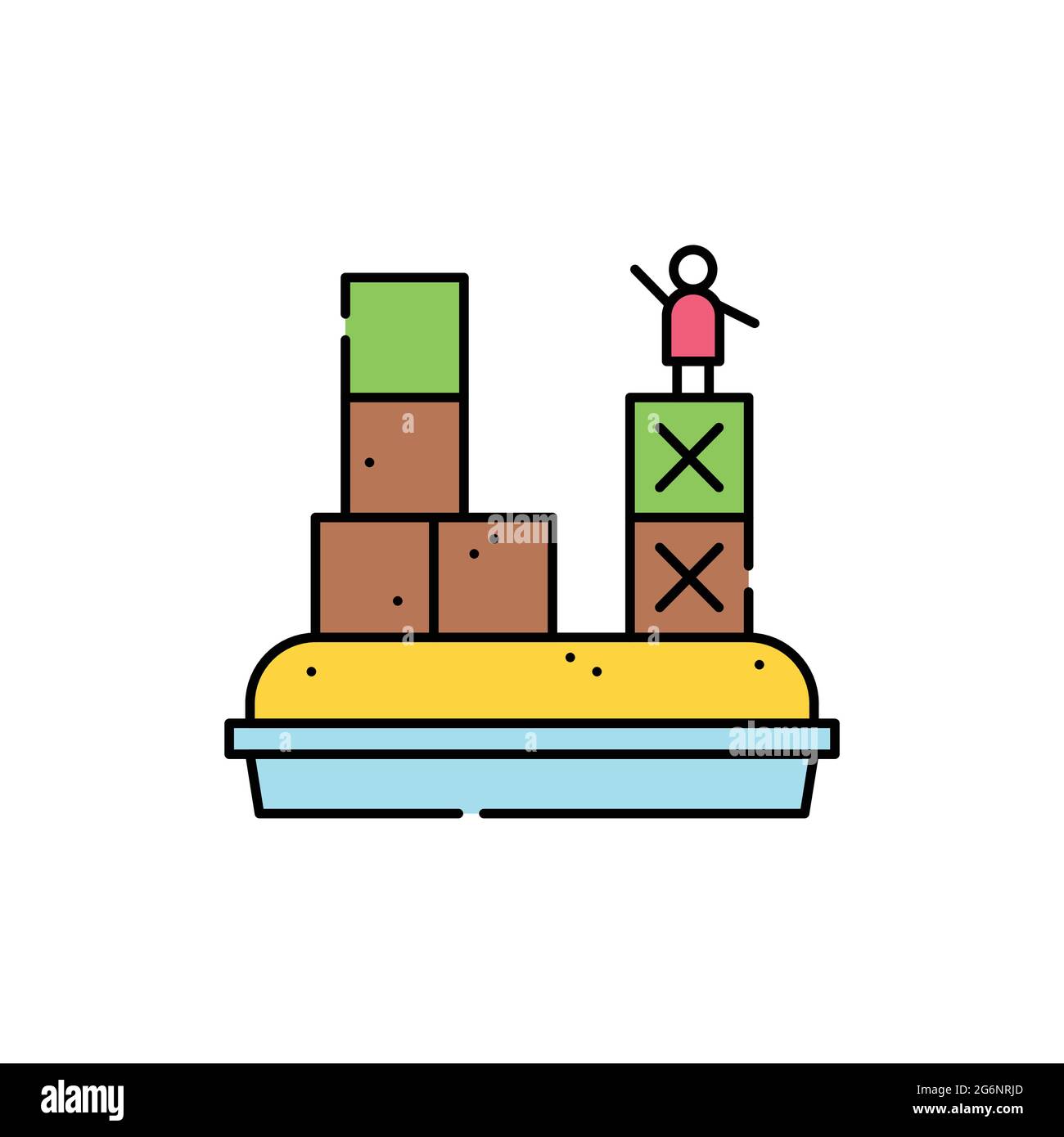 Icono de línea olor de juego de Sandbox. Géneros de juegos de ordenador