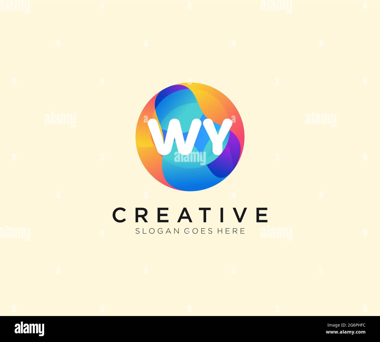 Logotipo inicial de WY con plantilla Colorful Circle Ilustración del Vector