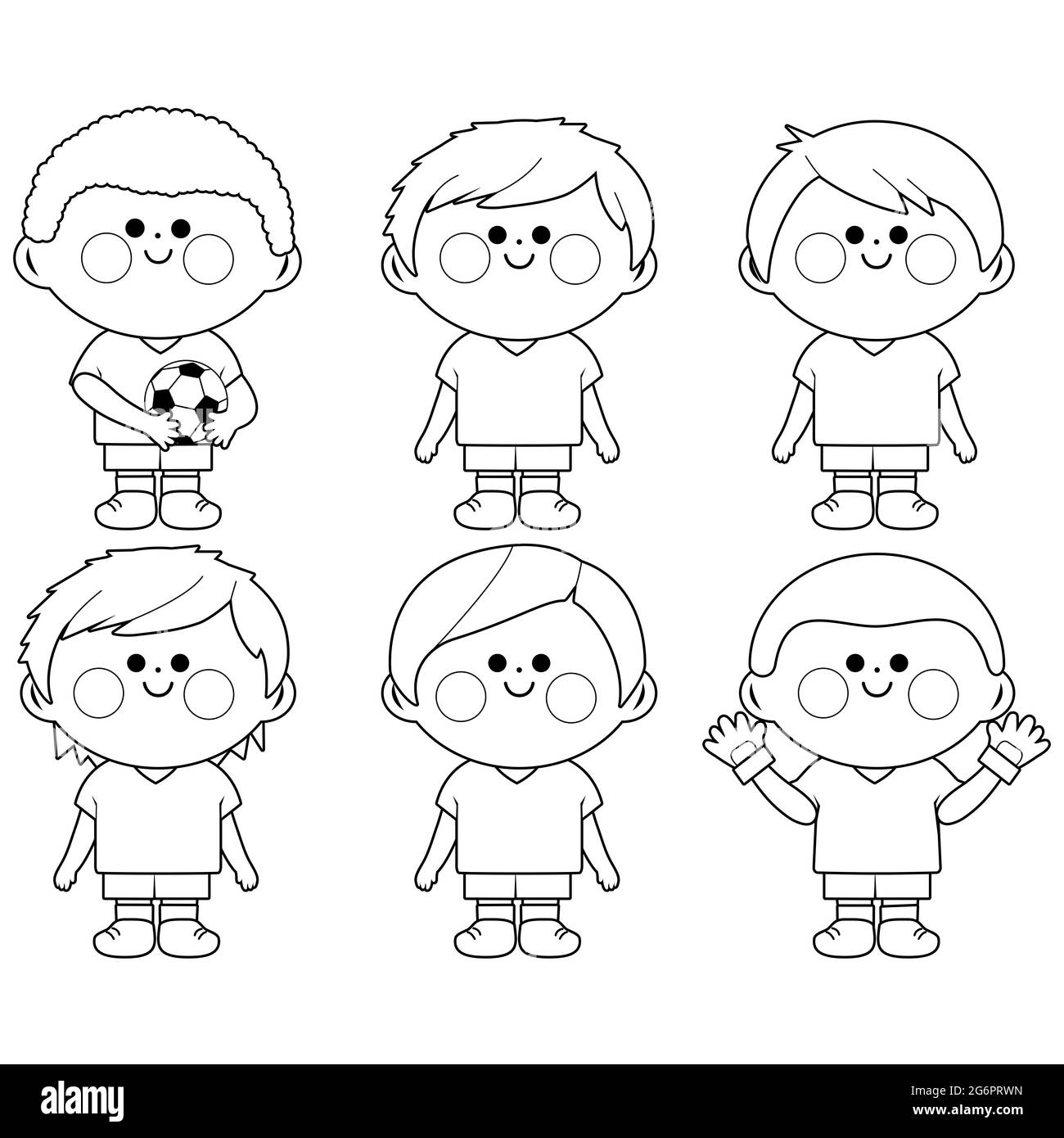 Equipo fútbol chicos. Página para colorear en blanco Fotografía de stock - Alamy