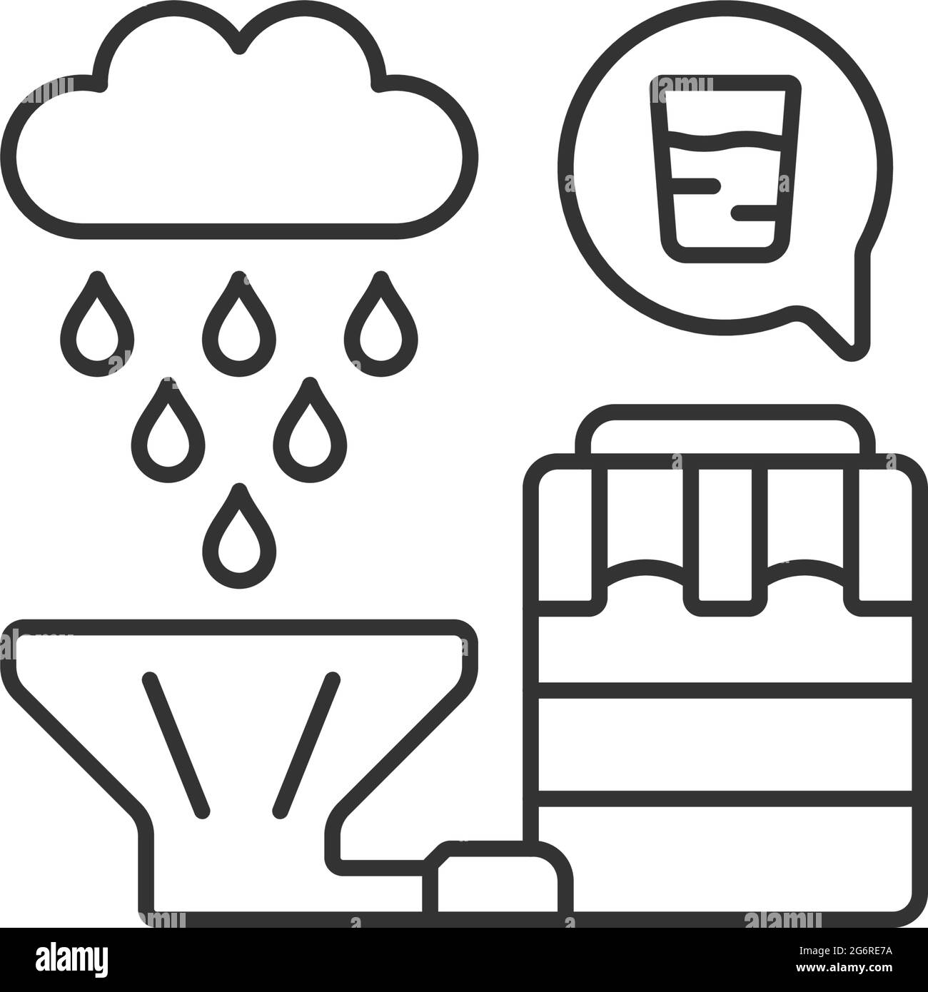 Icono lineal de reciclaje de agua de lluvia Ilustración del Vector