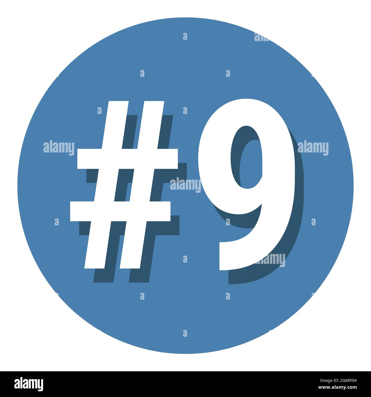 Número 9 Signo de nueve símbolos en círculo, icono hashtag de 9th
