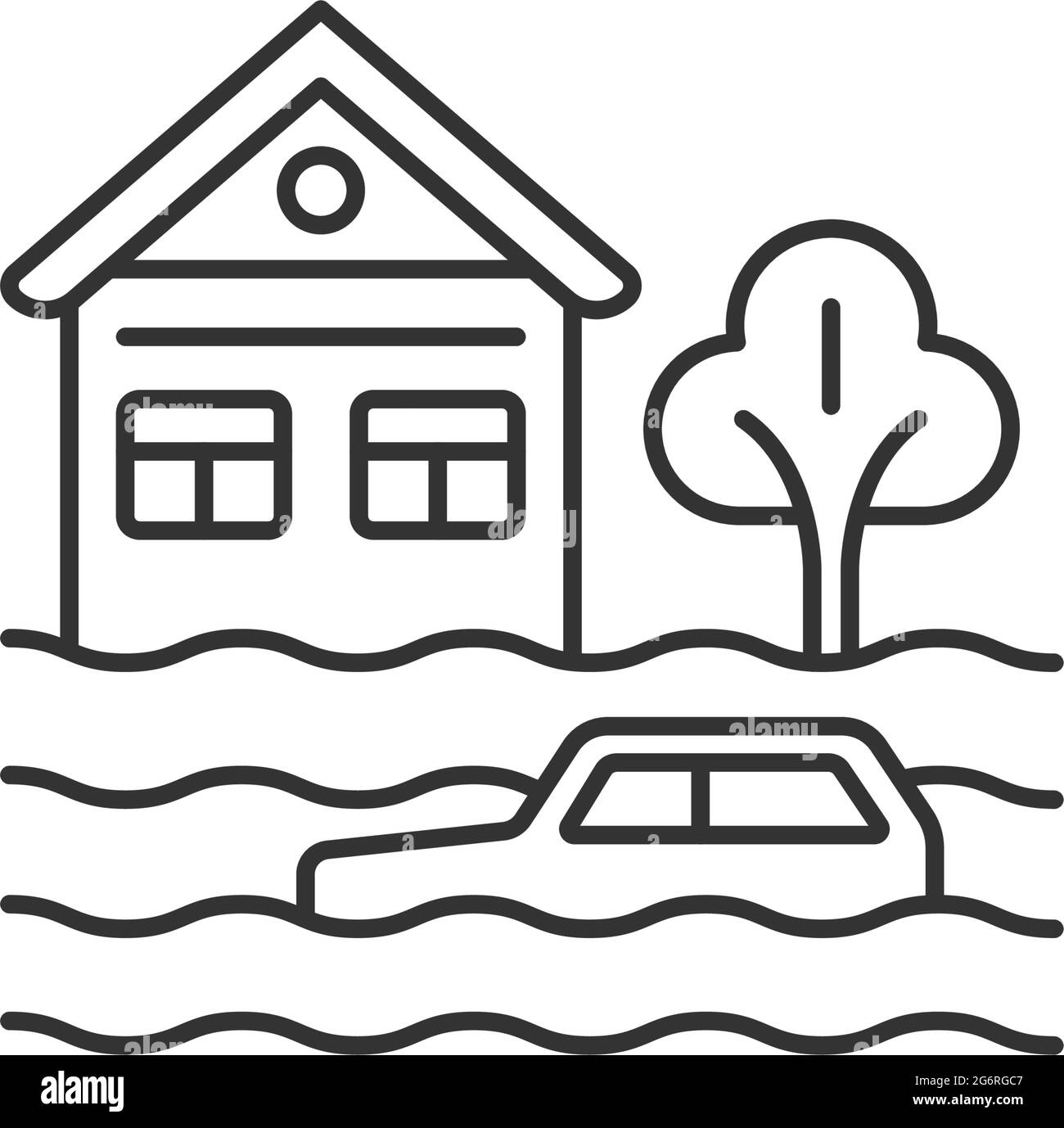 Icono lineal de inundaciones Ilustración del Vector