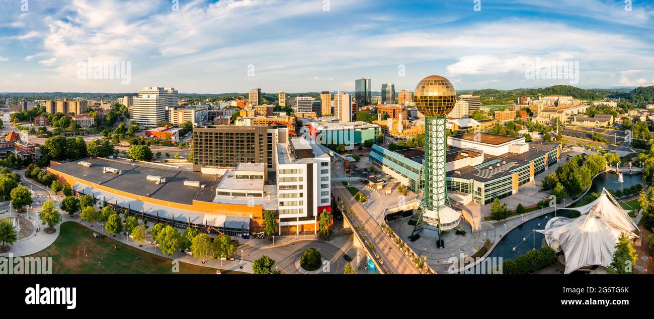Vista aérea del horizonte de Knoxville, Tennessee Foto de stock
