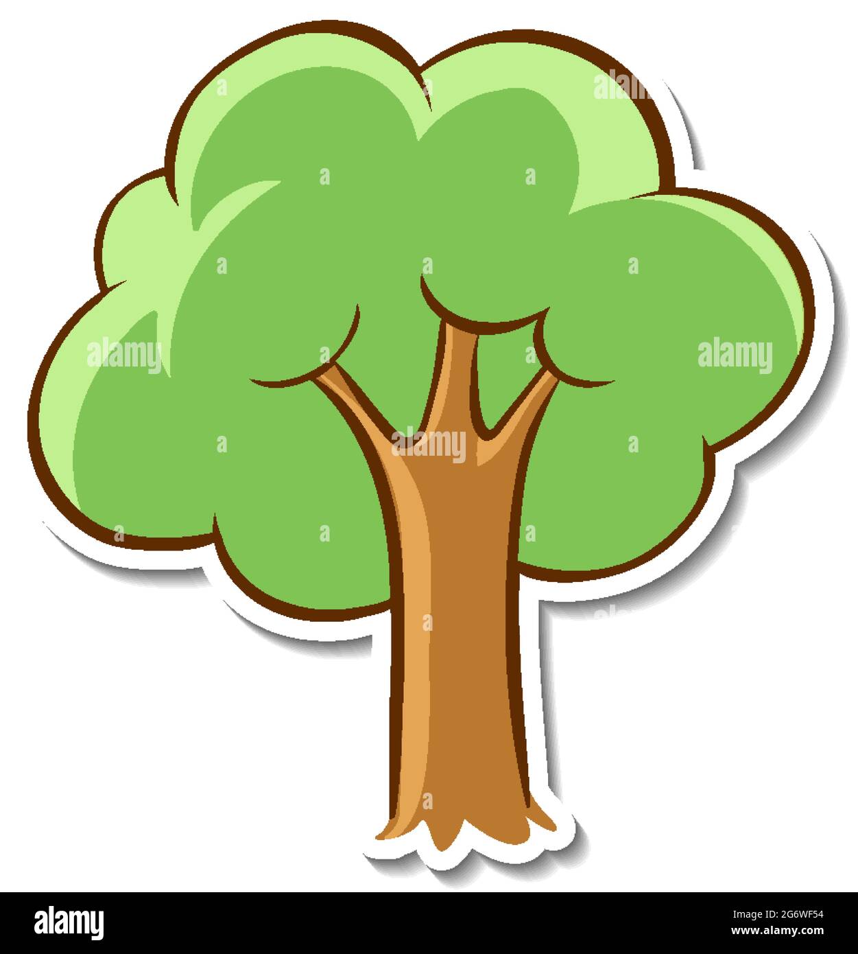 Pegatina de árbol de dibujos animados sobre la ilustración de fondo blanco  Imagen Vector de stock - Alamy