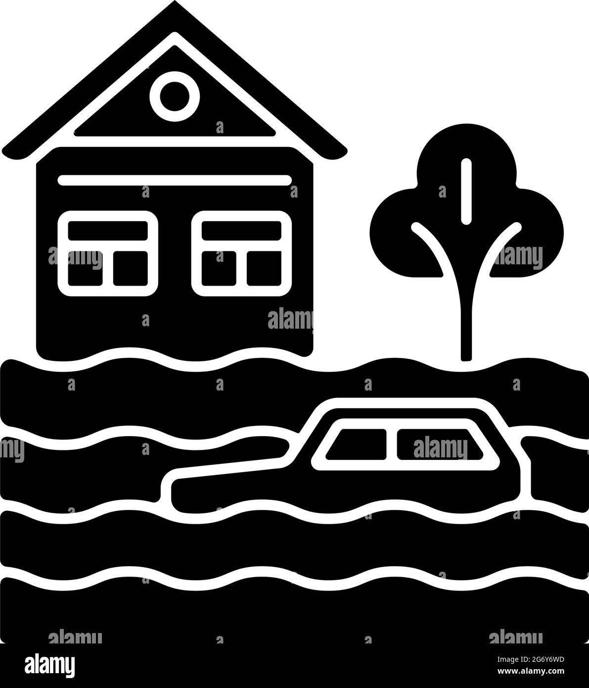 Icono de glifo negro de inundaciones Ilustración del Vector