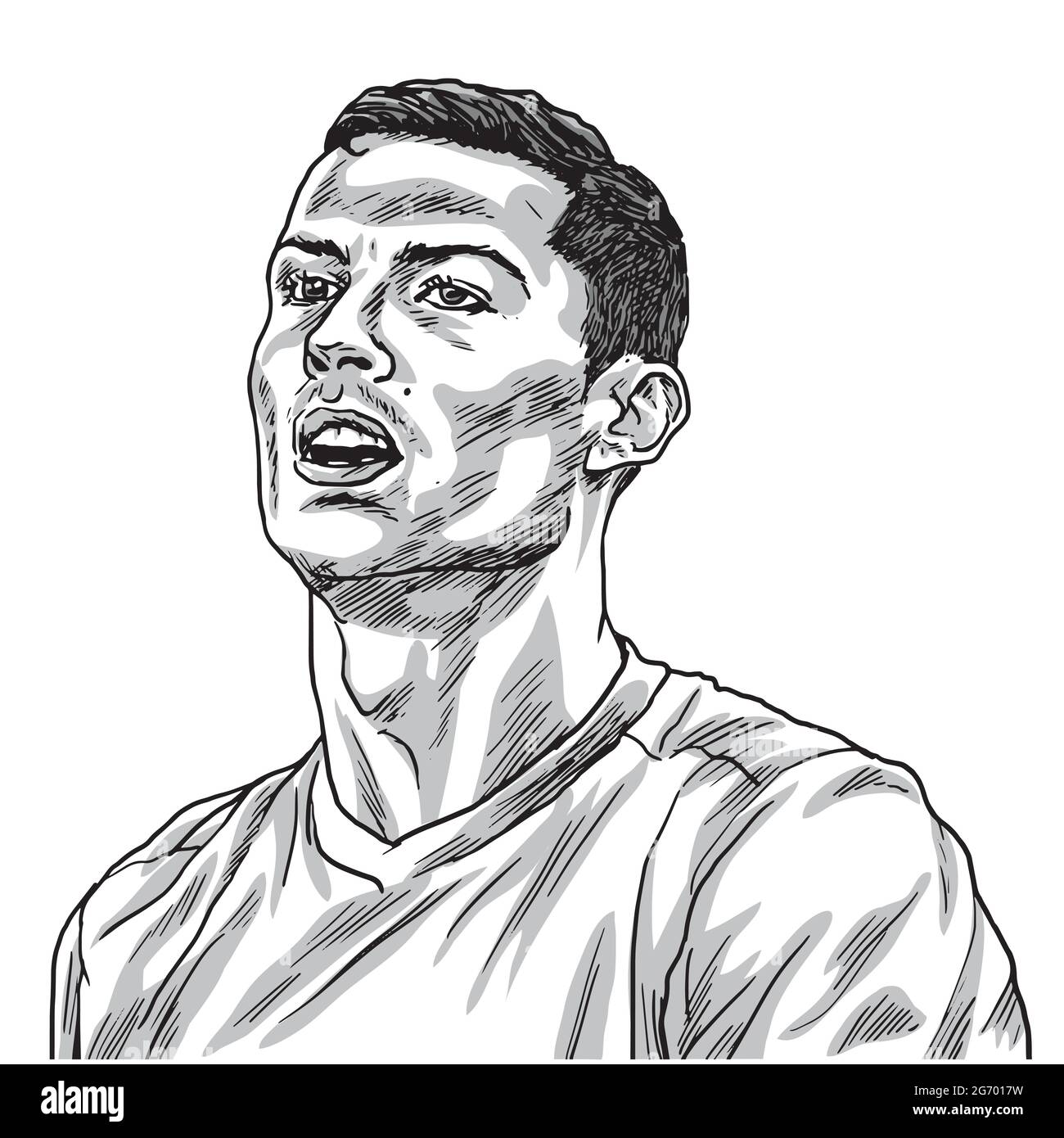 Ilustración de línea de dibujo de retrato vectorial Cristiano Ronaldo.  Turín, 27 de agosto de 2018 Imagen Vector de stock - Alamy