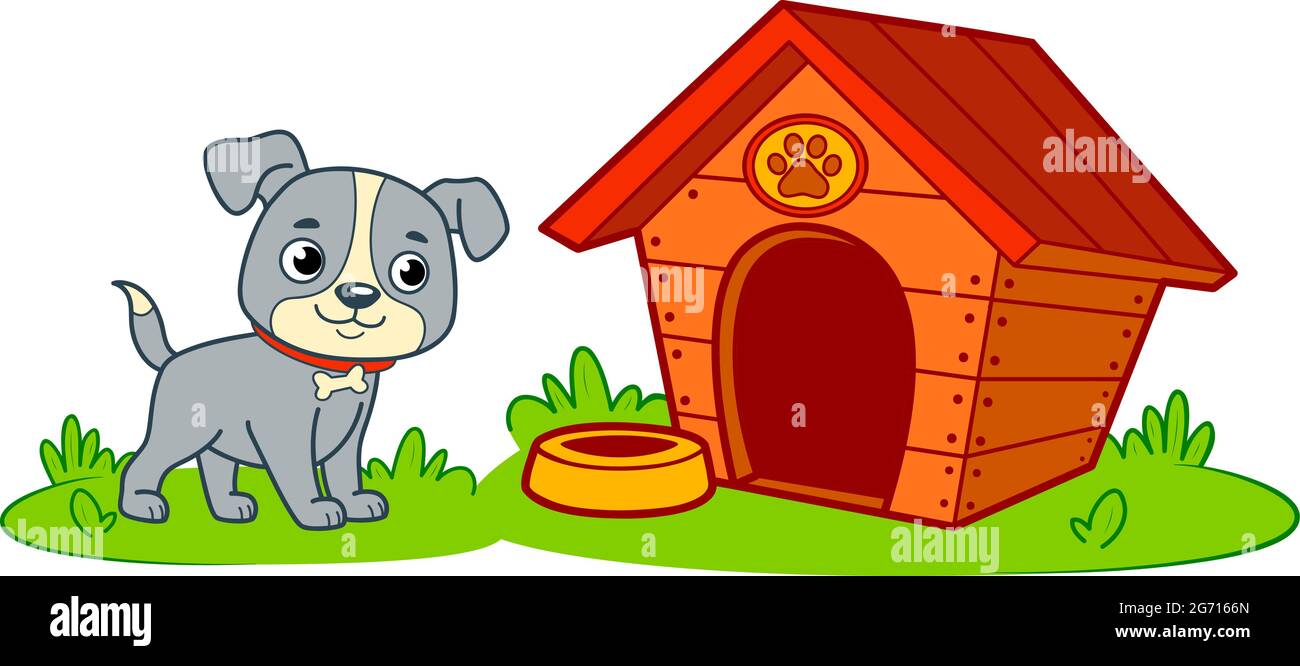 Lindo perro casa de dibujos animados. Ilustración de vector de la pieza del  canino Imagen Vector de stock - Alamy