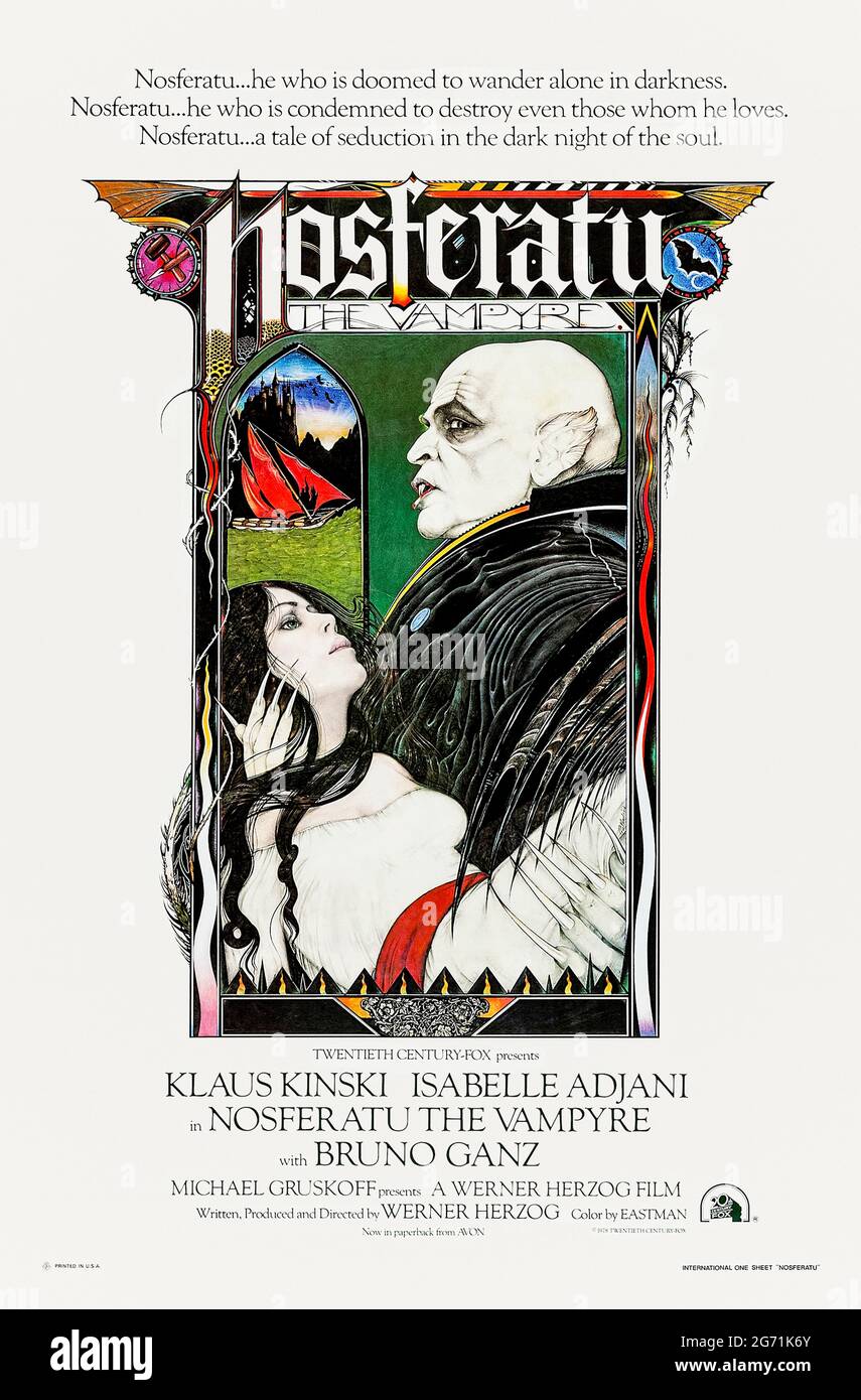 Nosferatu La Vampyre (1979) dirigida por Werner Herzog y protagonizada por Klaus Kinski, Isabelle Adjani y Bruno Ganz. Remake de la clásica película silenciosa de 1922 basada en Drácula de Bram Stoker. Foto de stock