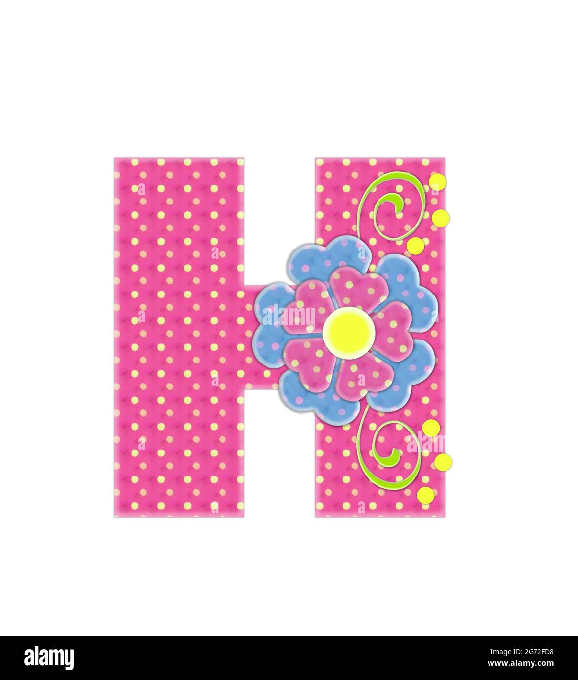 La letra H, en el alfabeto ‘Bonita’, es rosa con lunares amarillos. Las