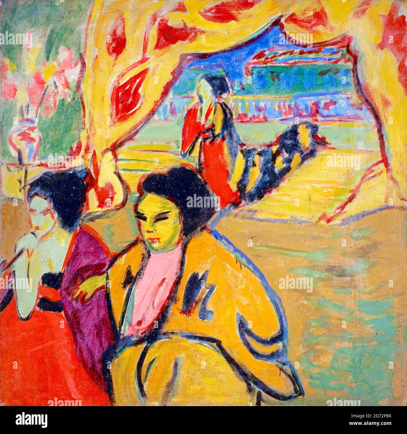 Japanisches Theatre (Teatro Japonés) de Ernst Ludwig Kirchner (1880-1938), óleo sobre lienzo, 1909 Foto de stock