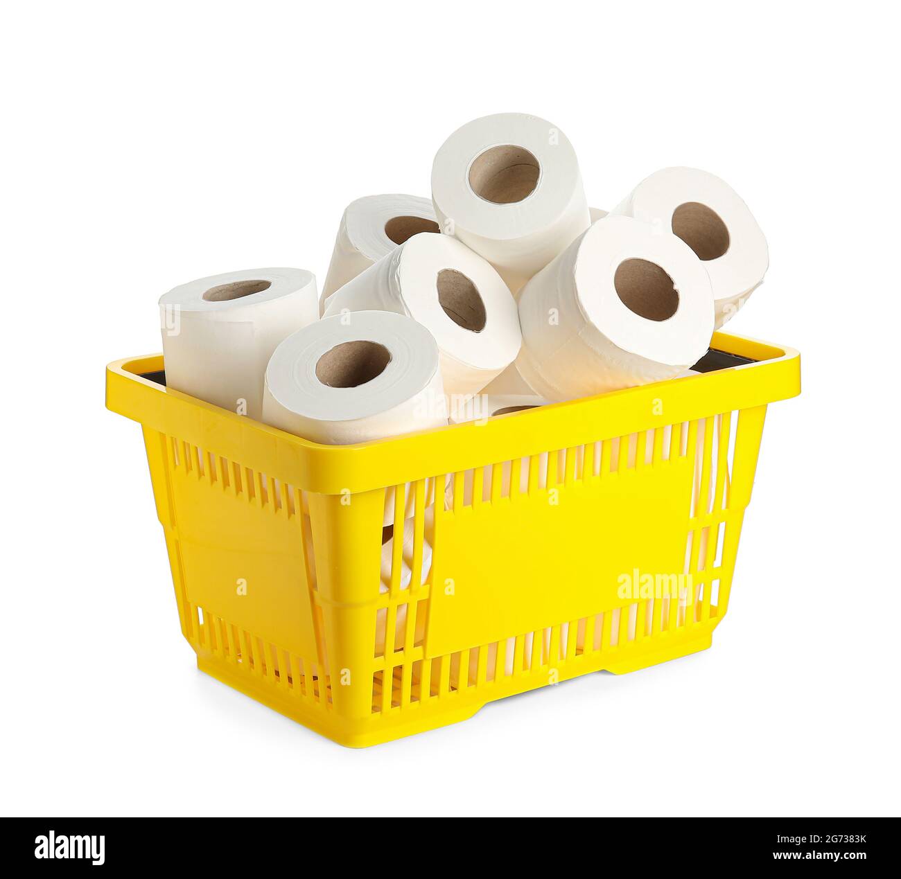Rollos de papel higiénico en una canasta Fotografía de stock - Alamy
