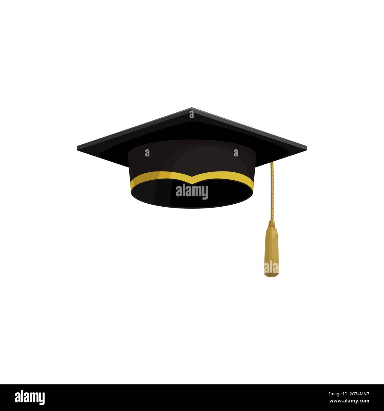Gorra de graduación, sombrero de estudiante universitario, vector educativo  icono aislado. Gorra académica con borla de oro, graduado escolar y diploma  de academia o Imagen Vector de stock - Alamy