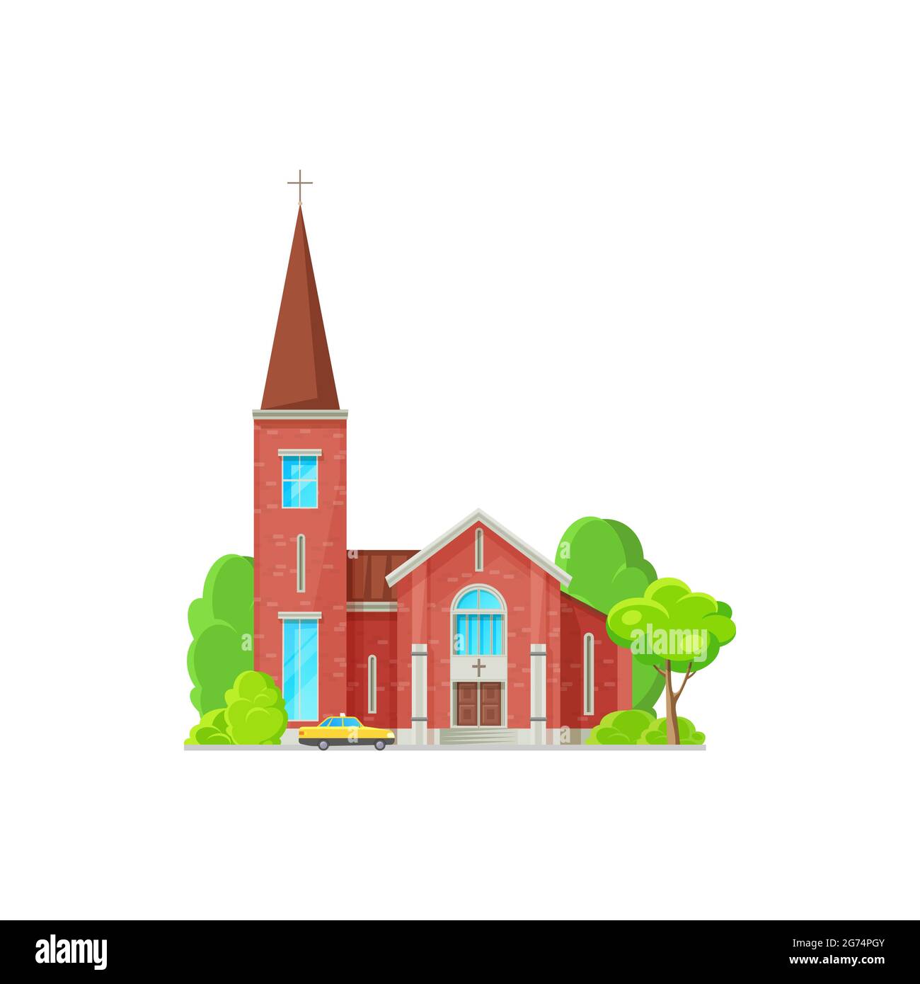 Torre de la iglesia evangélica aislado edificio de arquitectura católica de ladrillo rojo, cruz ortodoxa en la parte superior icono de dibujos animados aislados. Vector casa espiritual Imagen Vector de stock - Torre de la iglesia evangélica aislado edificio de arquitectura católica de ladrillo rojo, cruz ortodoxa en la parte superior icono de dibujos animados aislados. Vector casa espiritual Imagen Vector de stock -