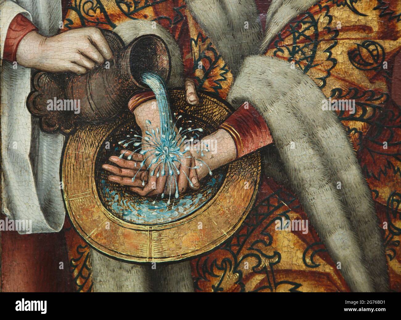 Pilato lavándose las manos. Detalle de la Altarpiece de la Pasión de Göttingen del pintor gótico