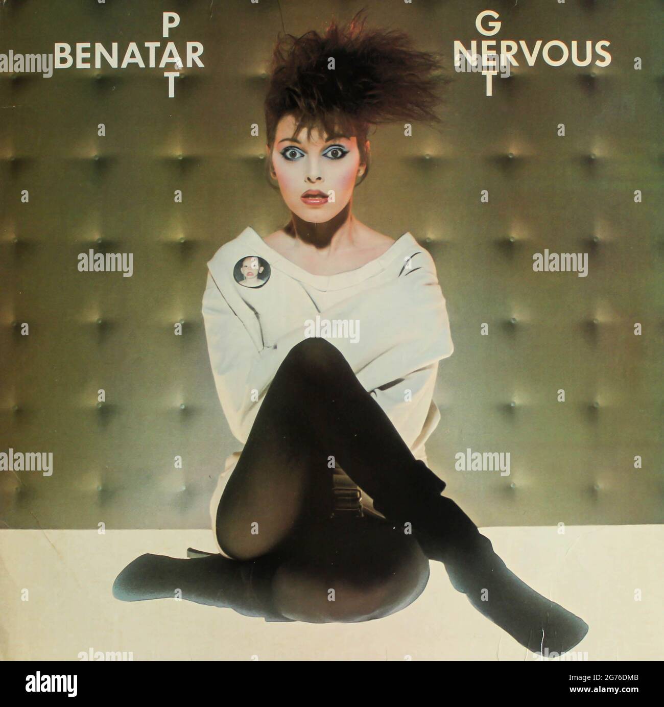 Hard rock and pop rock artista, Pat Benatar álbum de música en disco LP de vinilo. Título: Get Nervious álbum de portada Foto de stock