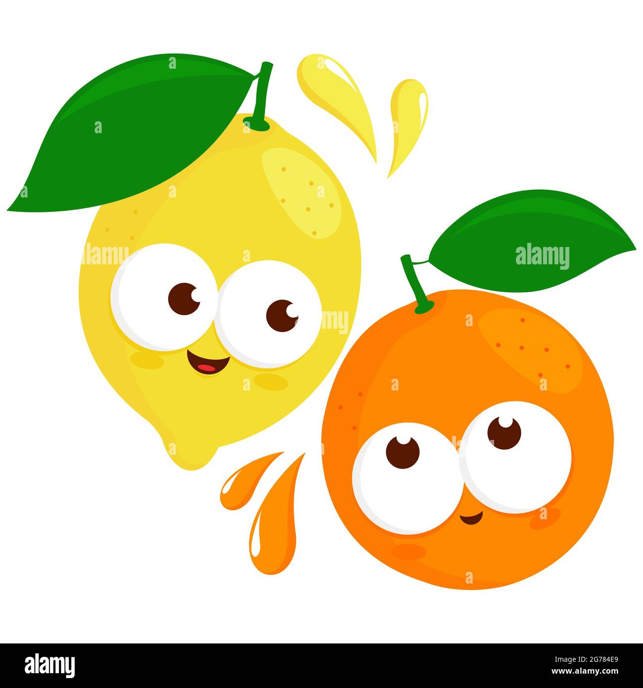 Bonitos personajes de dibujos animados. Limón y naranja Fotografía de stock  - Alamy