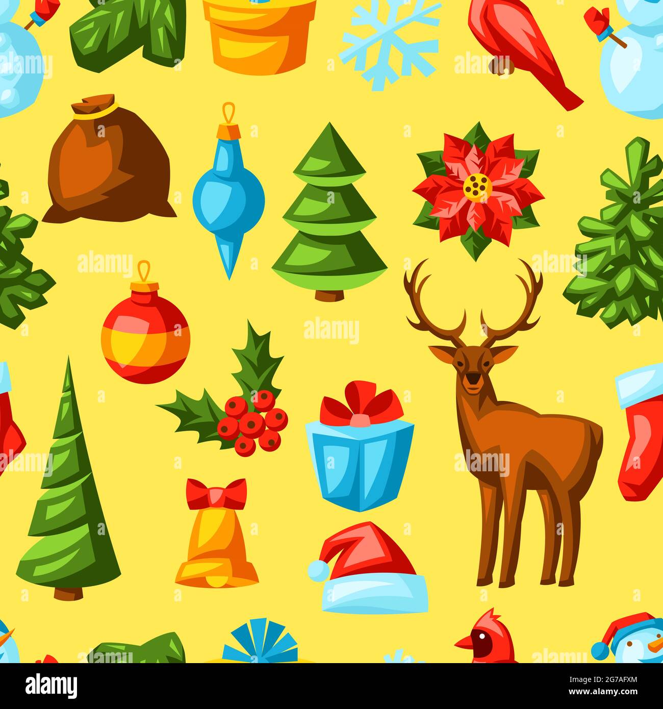 Diseño sin costuras de Feliz Navidad. Fondo de las vacaciones en estilo de  dibujos animados Imagen Vector de stock - Alamy