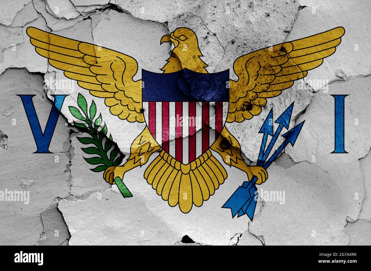 Bandera de las Islas Vírgenes de los Estados Unidos pintada en la pared
