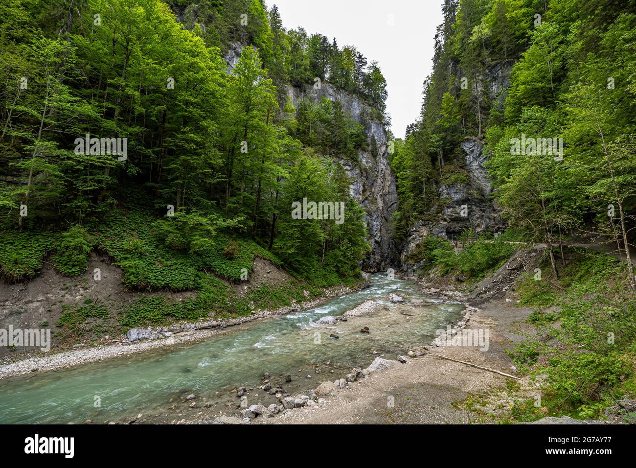 Río Partnach cerca de Partnachklamm, Garmisch-Partenkirchen, Alta Baviera, Alemania Foto de stock