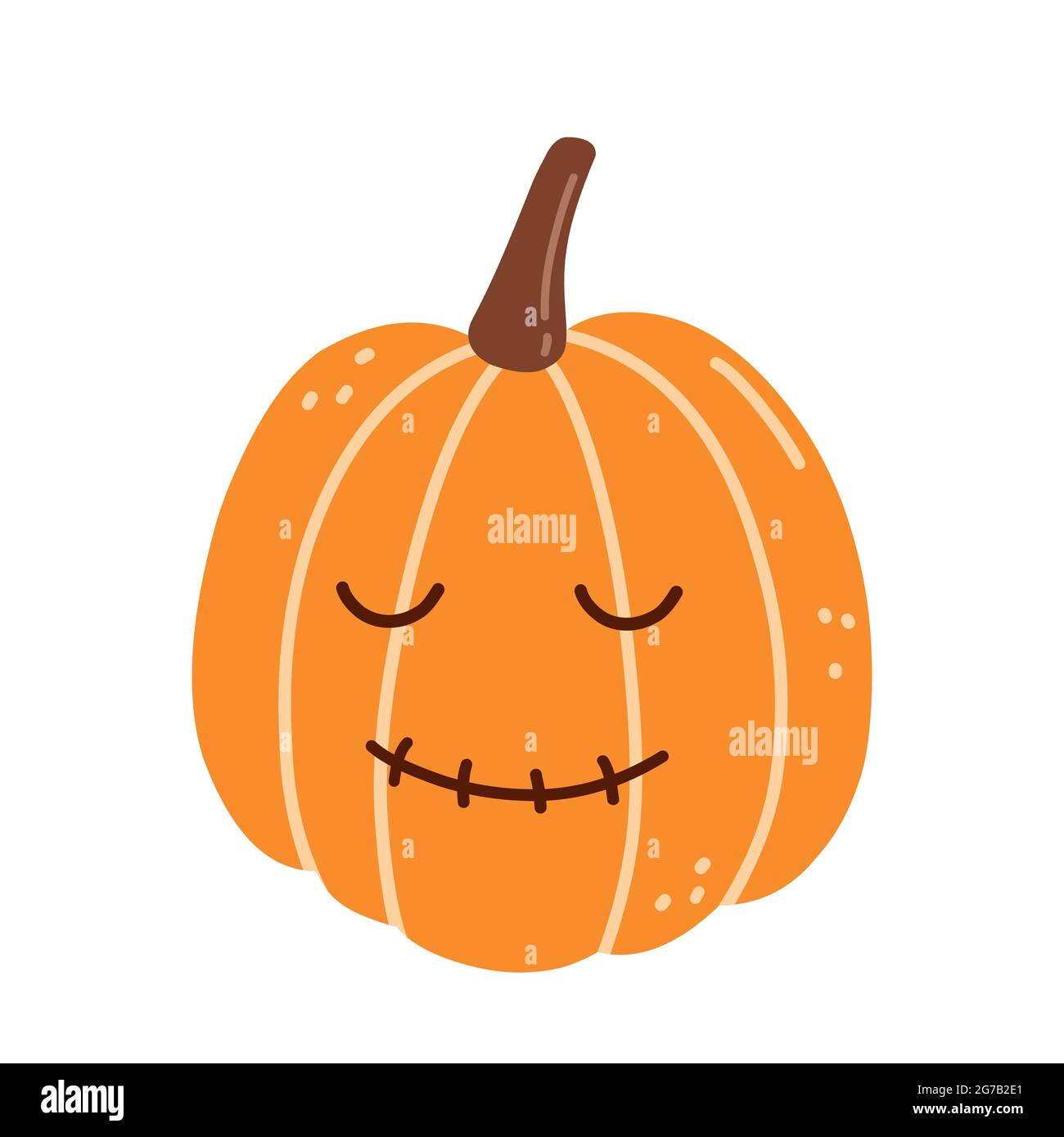 Calabaza sonriente para Halloween aislada sobre fondo blanco. Ilustración  vectorial dibujada a mano en estilo plano de dibujos animados. Adecuado para  tarjetas, invitaciones Imagen Vector de stock - Alamy