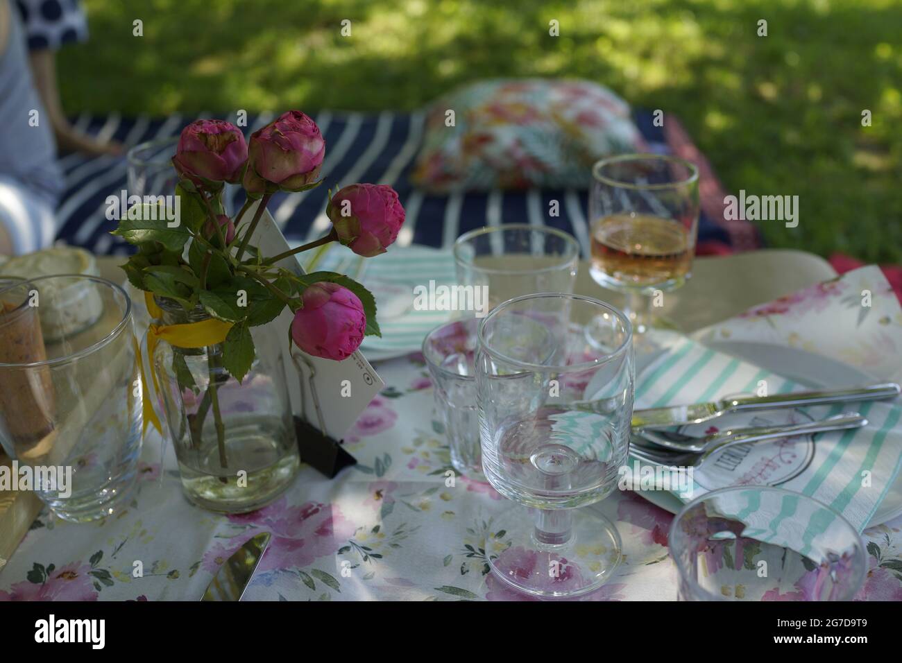 Picknick, Sommer, Tischdekoration, Fiesta Foto de stock