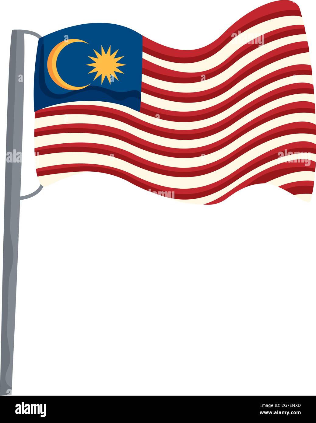 malasia bandera ondeando en el poste Ilustración del Vector