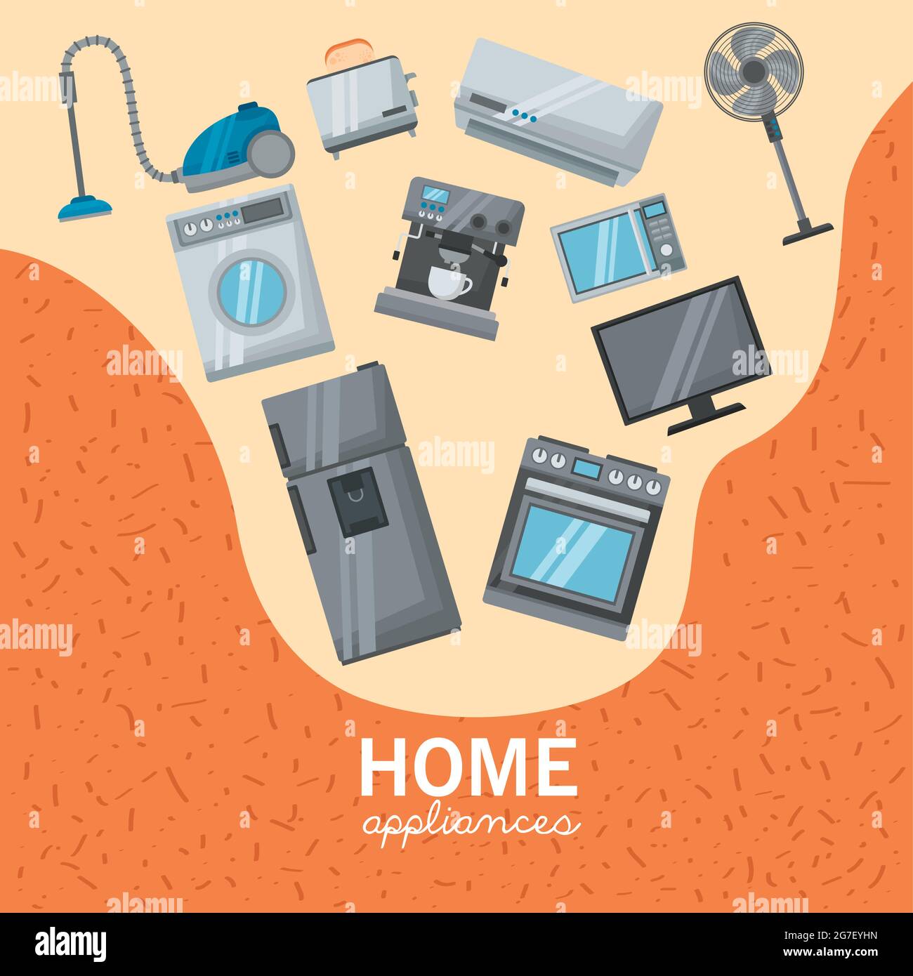cartel de iconos de los electrodomésticos Ilustración del Vector