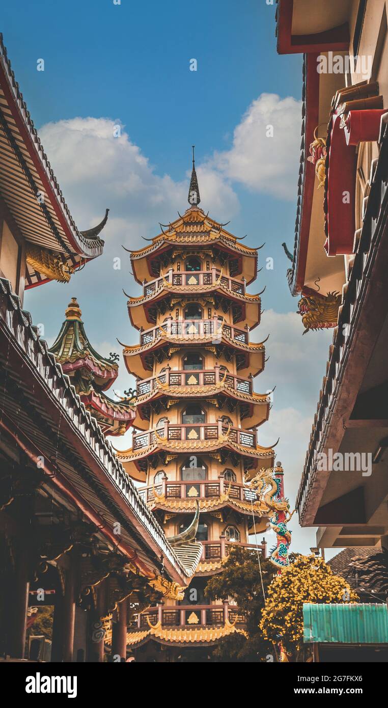 Templo Che Chin Khor y Pagoda, en Chinatown, Bangkok, Tailandia Foto de stock
