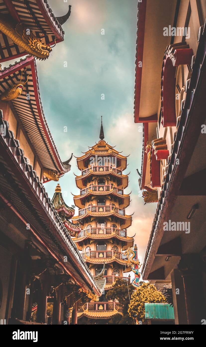 Templo Che Chin Khor y Pagoda, en Chinatown, Bangkok, Tailandia Foto de stock