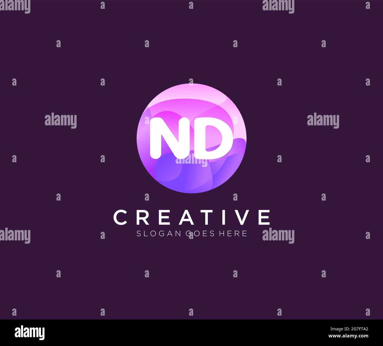 ND Logotipo inicial con plantilla Colorful Circle Ilustración del Vector