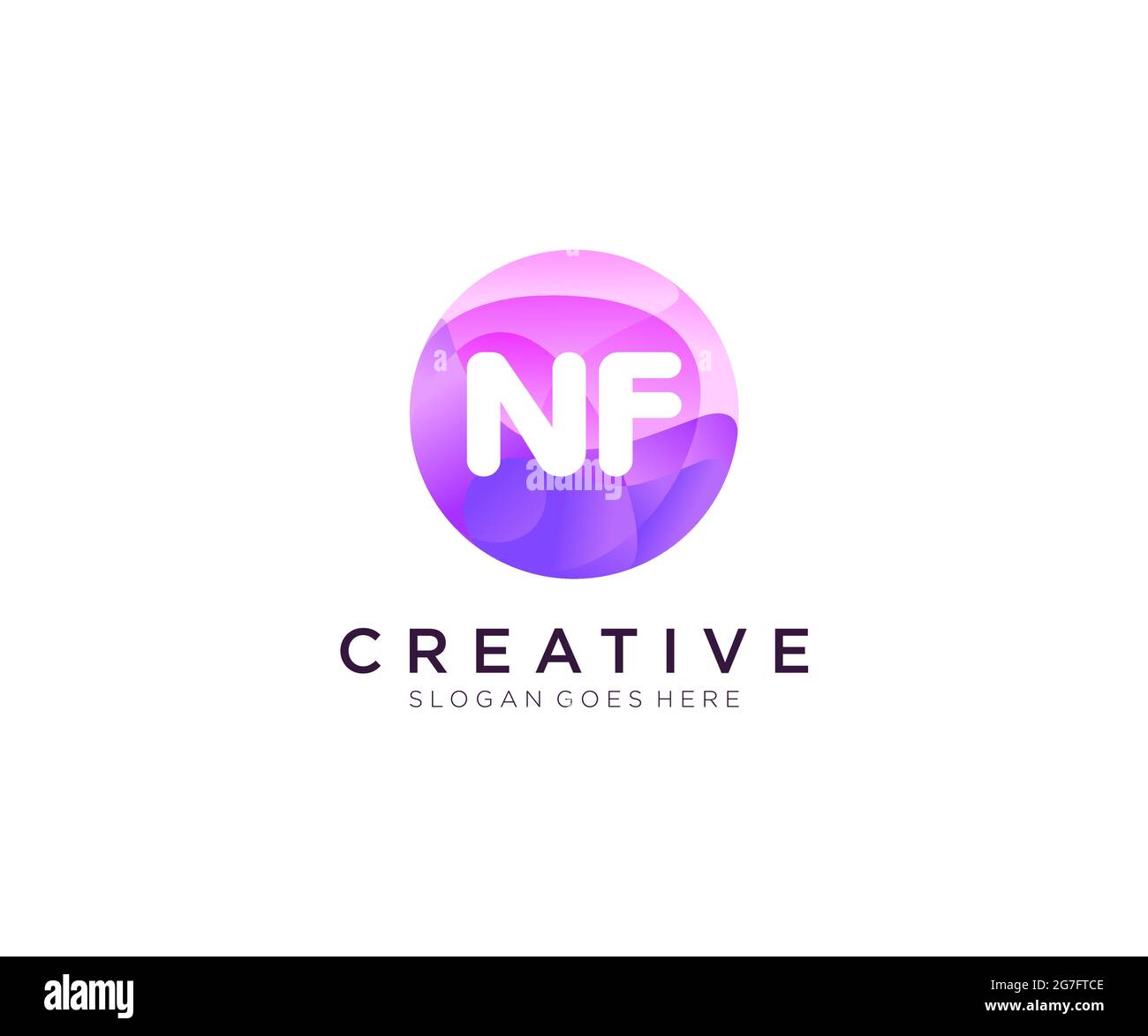 Logotipo inicial de NF con plantilla Colorful Circle Ilustración del Vector