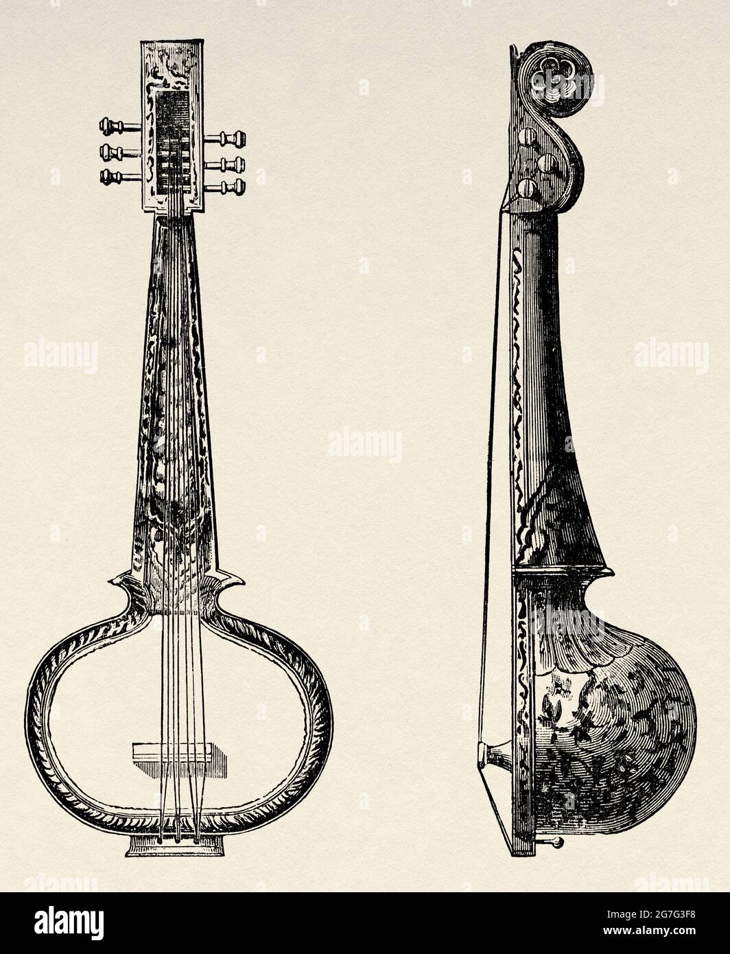 Instrumento musical de siete cuerdas de cítara de Benares, India. Antiguo  siglo 19th grabado ilustración de El Mundo Ilustrado 1880 Fotografía de  stock - Alamy