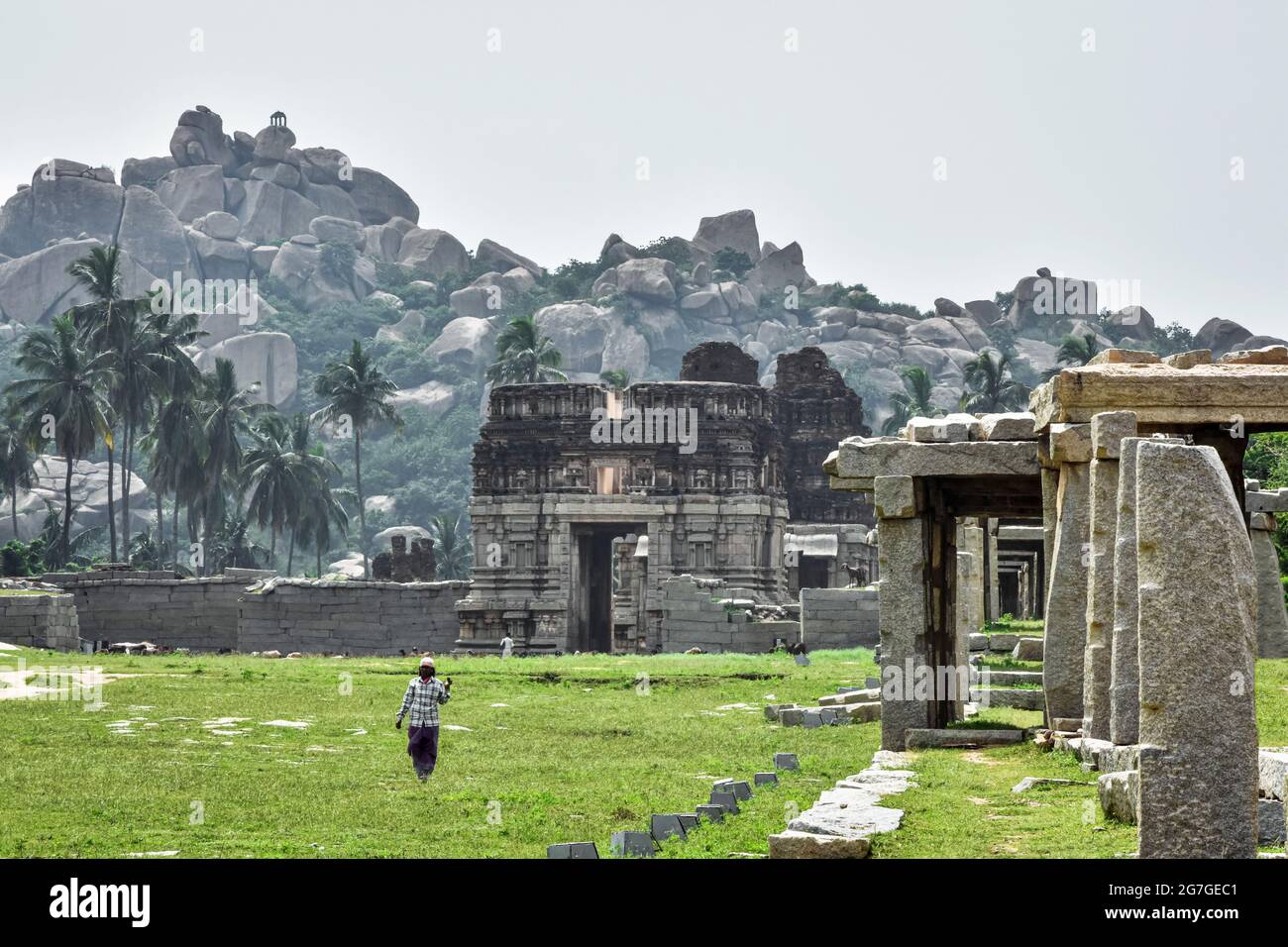Ruinas del Templo de Achutaraya, Hampi, Karnataka, India Foto de stock