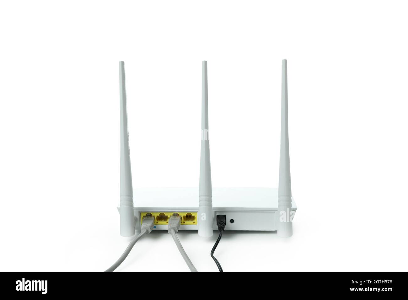Router wifi plano con tres antenas aisladas sobre blanco. Diodos verdes en  una caja gris. Dispositivo para la distribución inalámbrica de Internet.  EPS vectorial 10 Fotografía de stock - Alamy