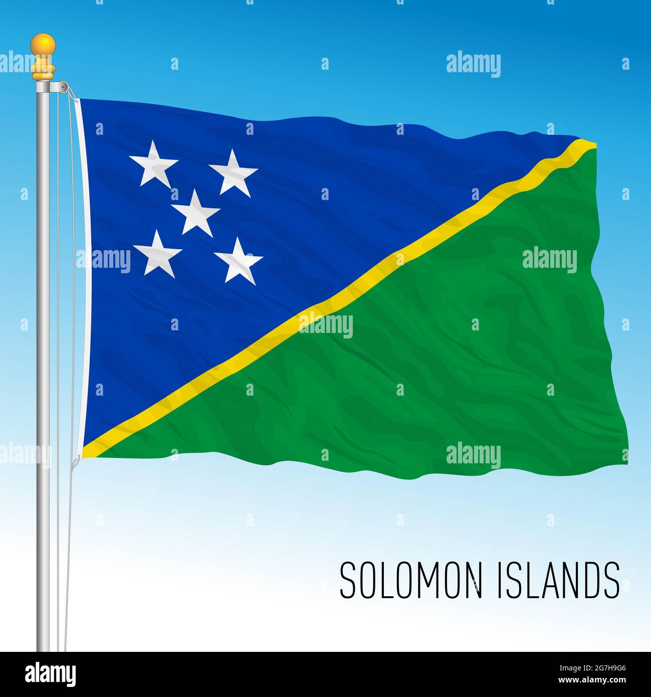 Islas Salomón bandera nacional oficial, oceanía, ilustración vectorial  Imagen Vector de stock - Alamy