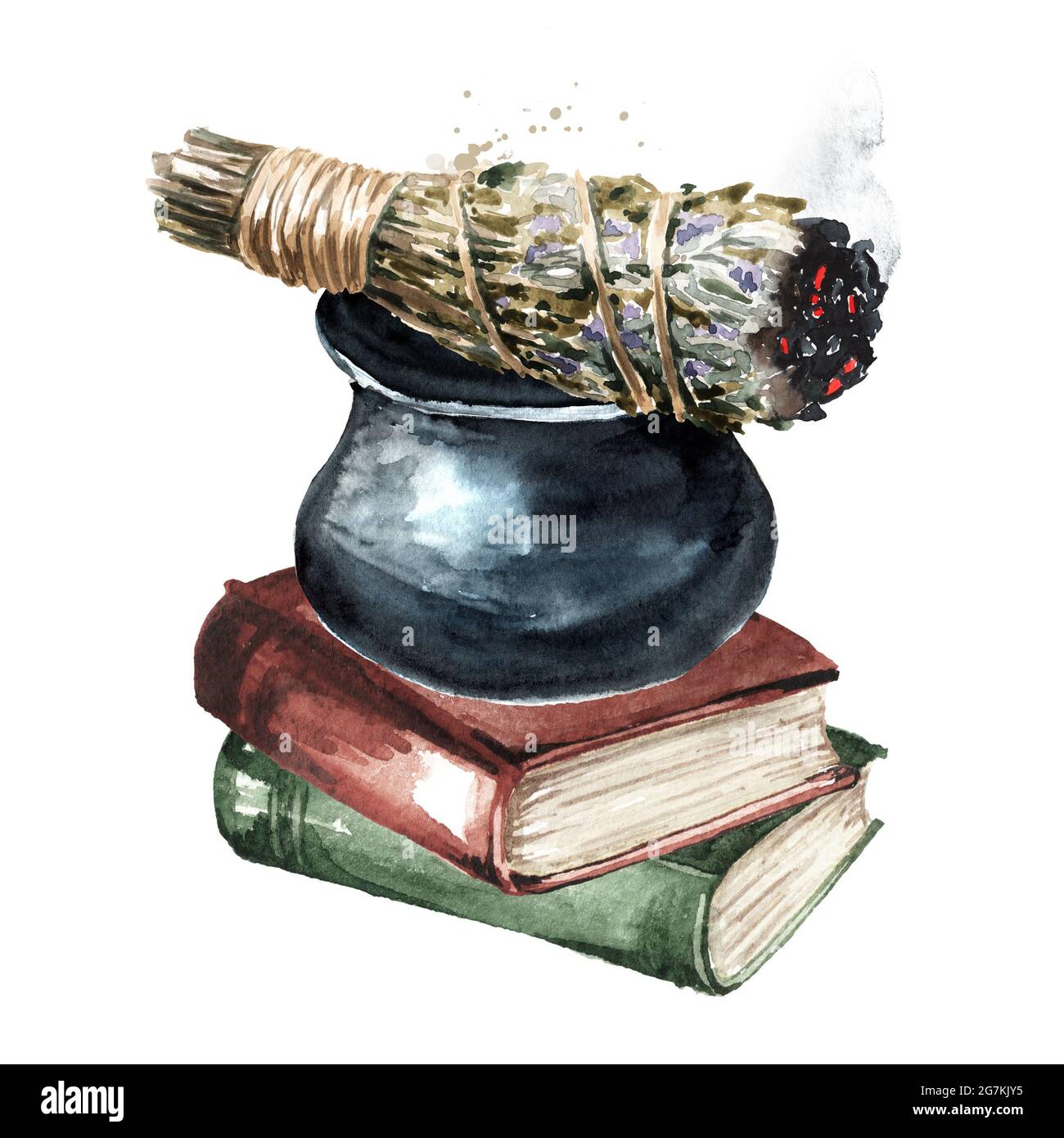 Manojos de hierbas aromáticas para aromaterapia y fumigación con libros  antiguos. Brujería, Magia y concepto esotérico. Ilustración de acuarela  dibujada a mano i Fotografía de stock - Alamy