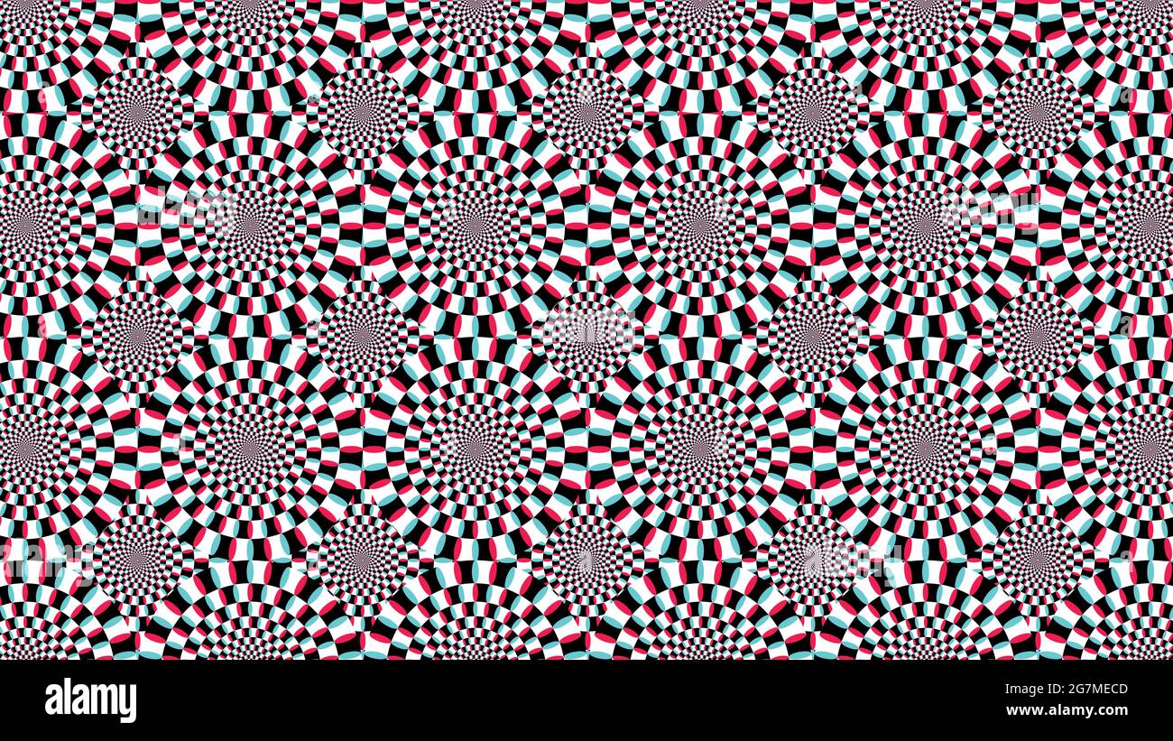 Fondo de ilusión óptica. Patrón integrado de círculos de giro. Ilustración vectorial Ilustración del Vector