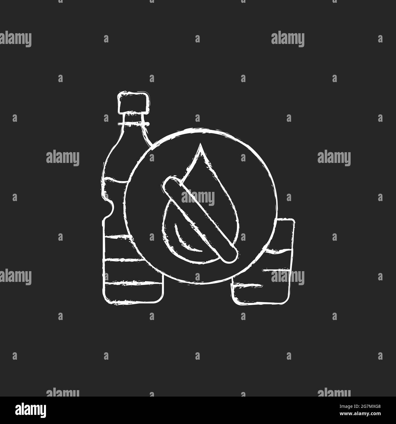 El icono de escasez de agua potable tiza blanca sobre fondo oscuro Ilustración del Vector