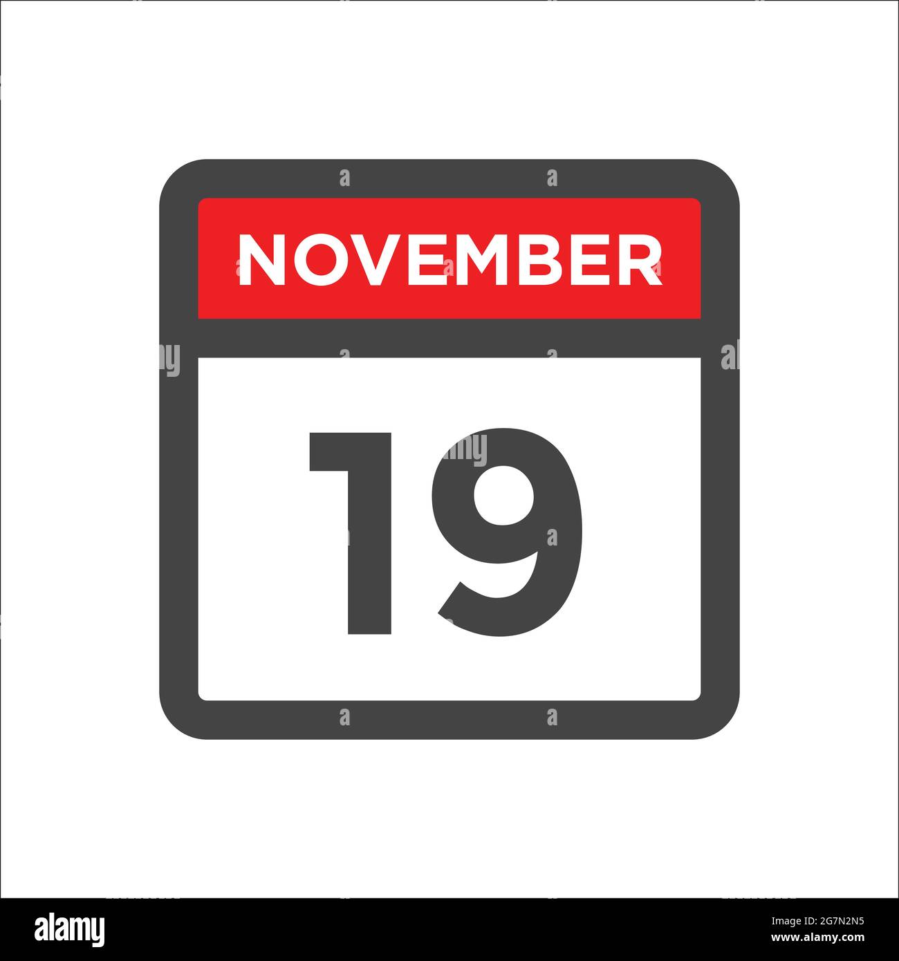 Icono de calendario de noviembre de 19 con día del mes Imagen Vector de  stock - Alamy
