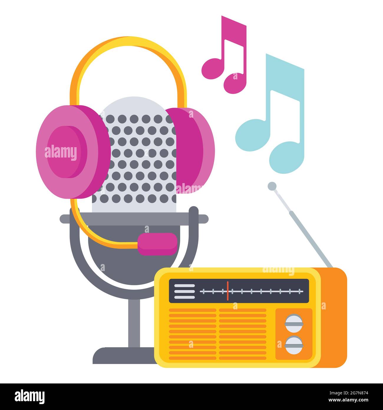 Icono de anuncios de radio. Micrófono radio y receptor de radio Imagen Vector de - Alamy