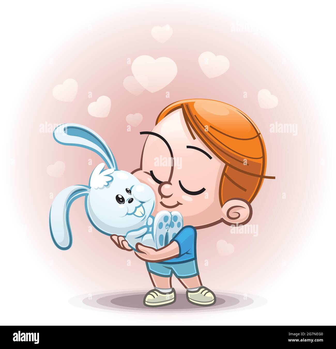 Ilustración de dibujos animados de un niño sosteniendo y abrazando un conejo Imagen Vector de stock - Alamy Ilustración de dibujos animados de un niño sosteniendo y abrazando un conejo Imagen Vector de stock - Alamy