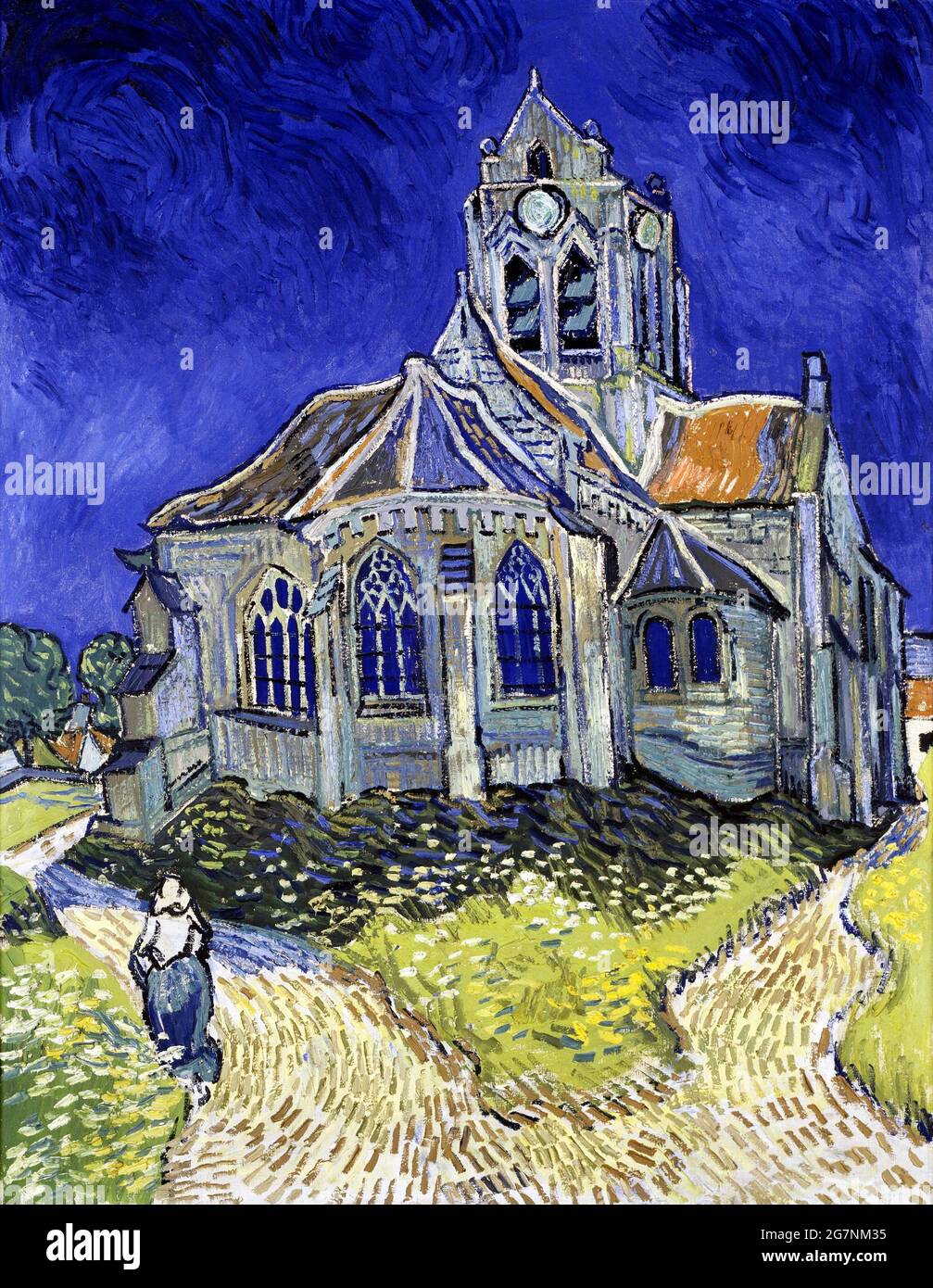 La Iglesia en Auvers-sur-Oise, Vista desde el Chevet por Vincent van Gogh (1853-1890), óleo sobre lienzo, 1890 Foto de stock