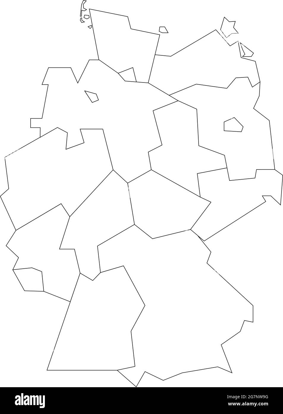 Mapa vectorial de Alemania para estudiar incoloro con contorno Ilustración del Vector