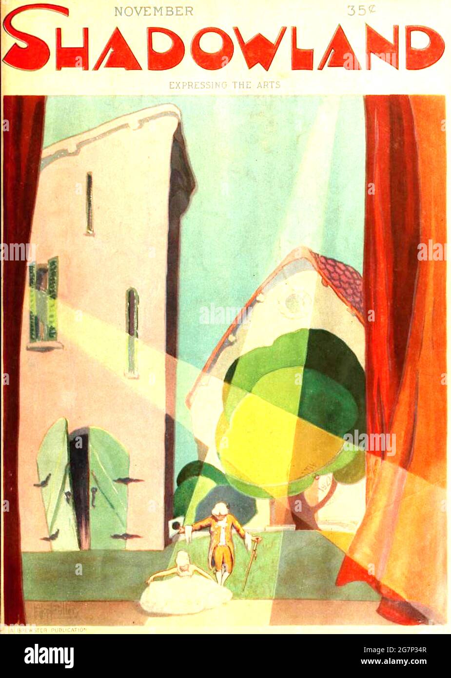Portada de la revista clásica de artes Shadowland de los años 1920. Obra de A. M. Hopfmuller. Foto de stock